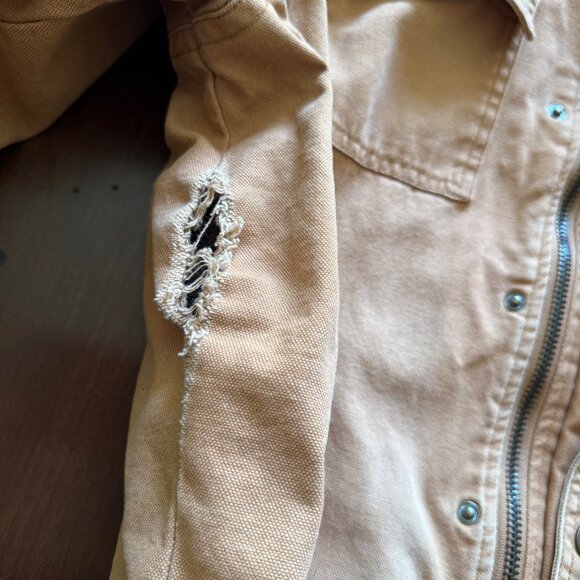 Craftsman Distressed Mens Brown Canvas Jacket With Button Chest Pockets & Zip Cl - Picture 6 of 8